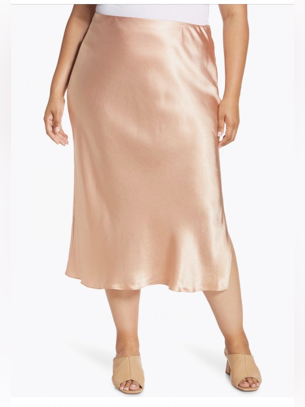 NWT Vince Side Slit Satin Midi Skirt Women’s XXL A Line Side Zip Elastic Waist